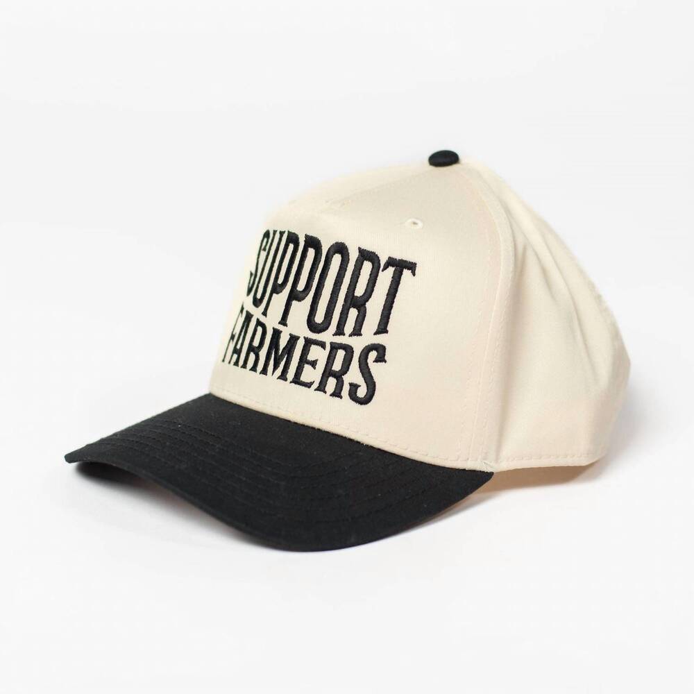 NEW AMERICAN FARM COMPANY support farmers trucker hat in cream/black